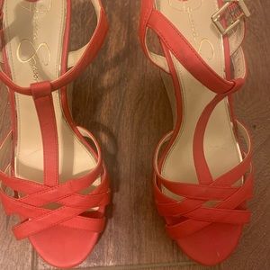 Red Wedge Sandals